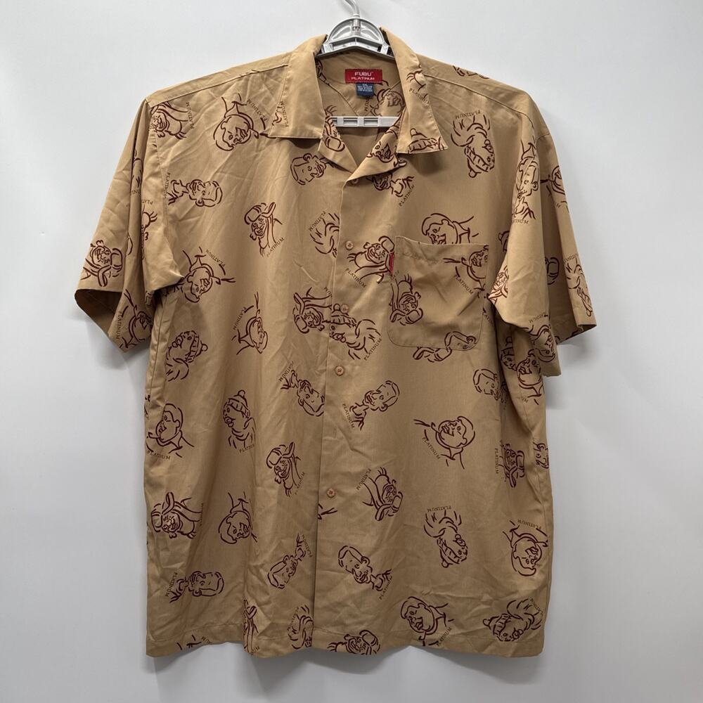 Flawed Vintage Platinum FUBU Shirt Mens 3XL Brown Fat Albert Graphic 90s Y2K